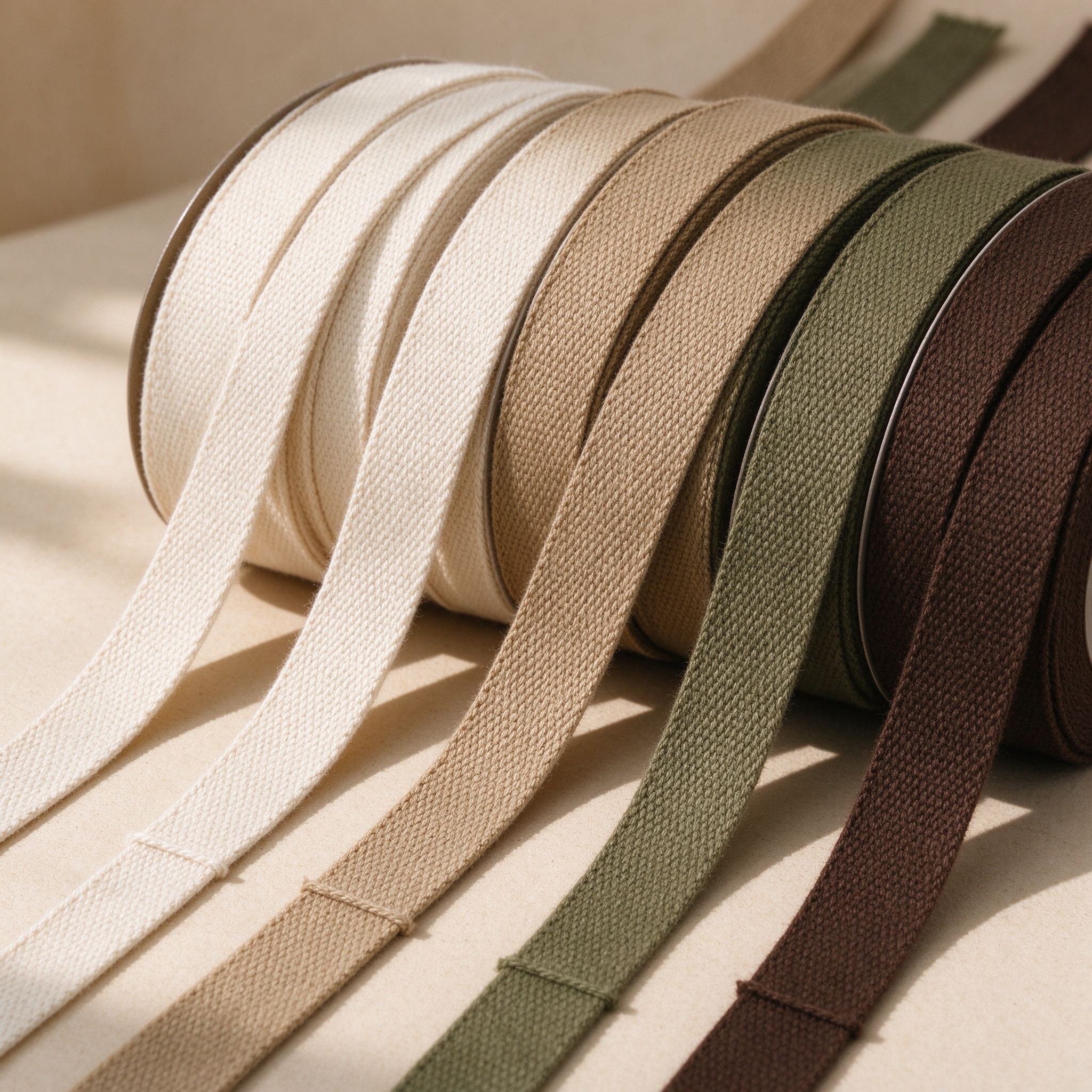 Natural cotton ribbon and cotton webbing rolls wholesale