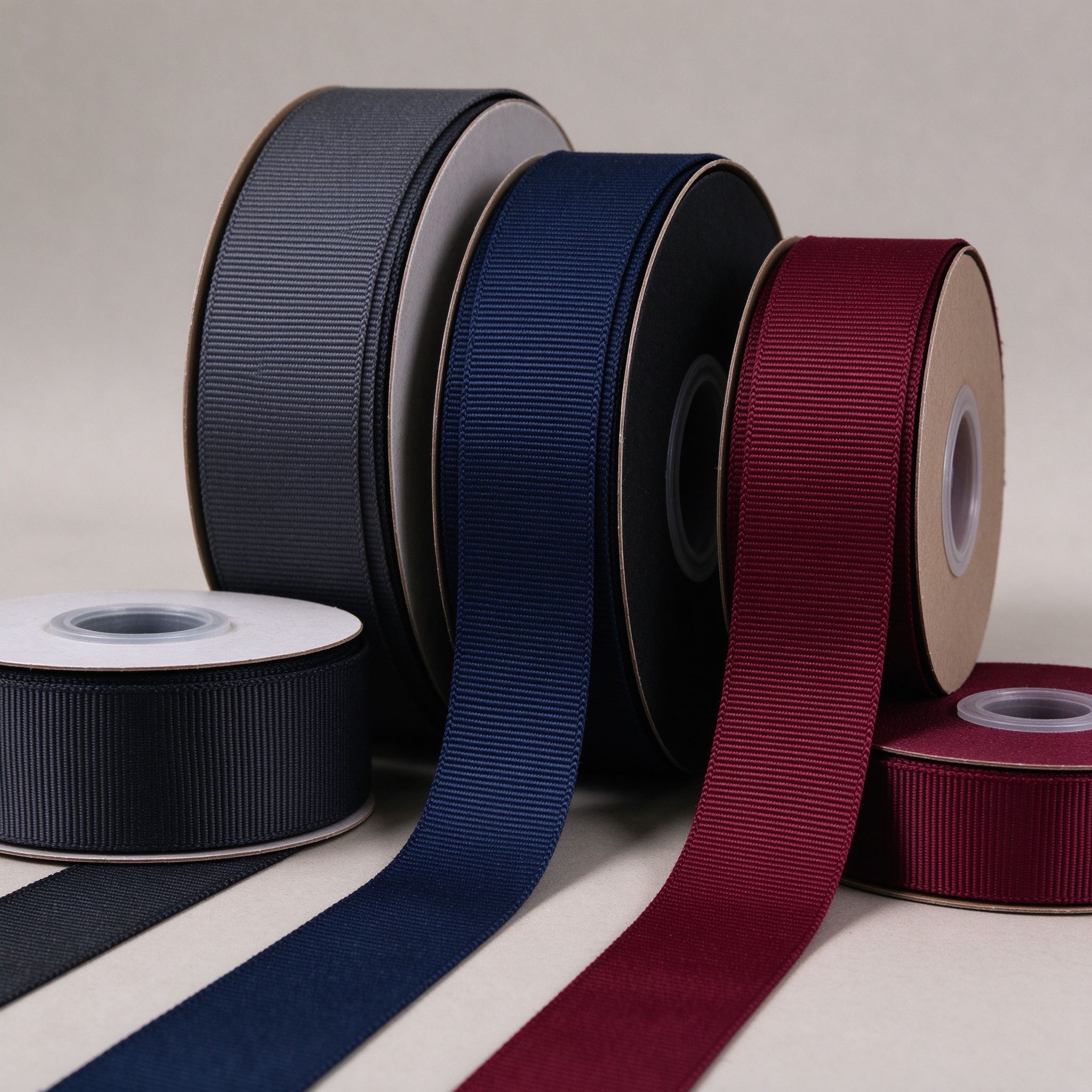 Nylon, cotton and polyester grosgrain ribbon rolls from AuraRibbon