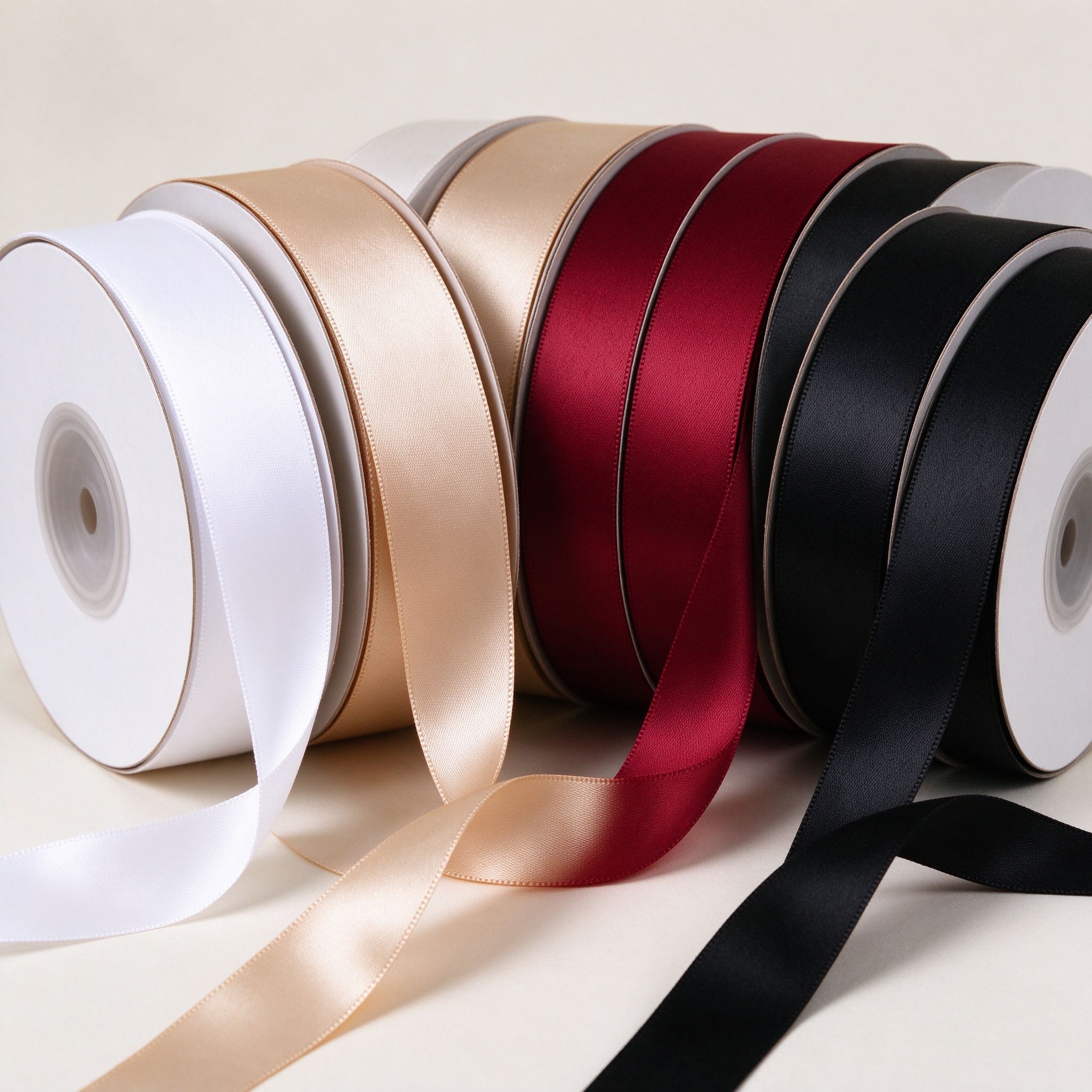 Wholesale satin ribbon in single face and double face finishes